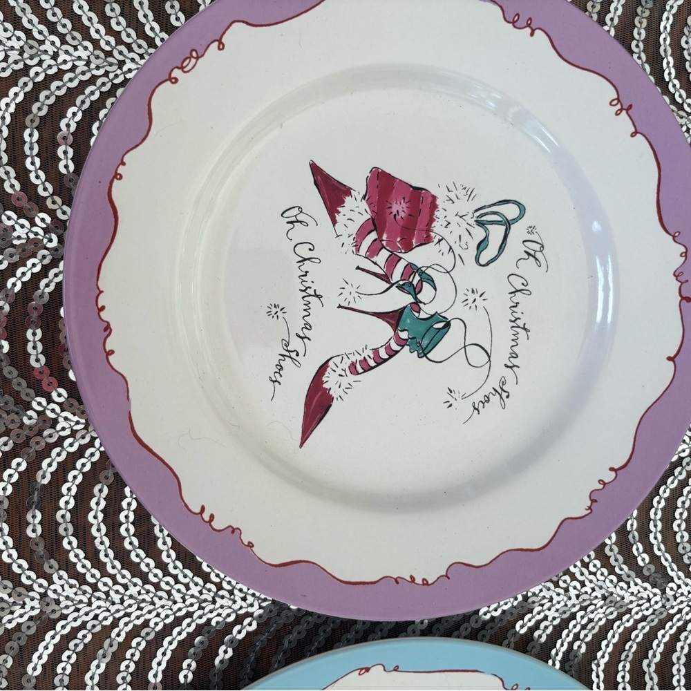 Rosanna holiday shoe Christmas themed salad/desert plates set of 4 - Picture 4 of 9